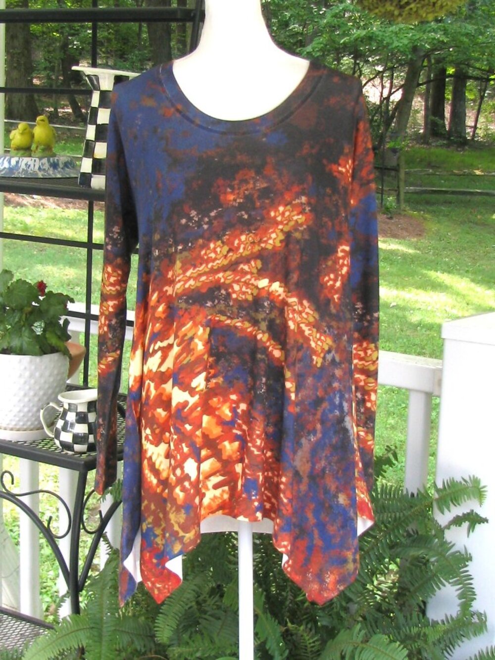 Soft Surroundings Multi Color Abstract Asymmetrical top shirt Medium luxury soft